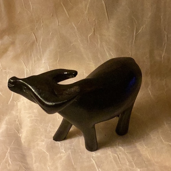 Small wildebeest Statue Wooden Statue Vintage - Picture 4 of 10